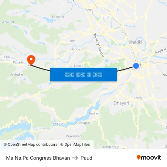 मा.न.पा कांग्रेस भवन to पौड map