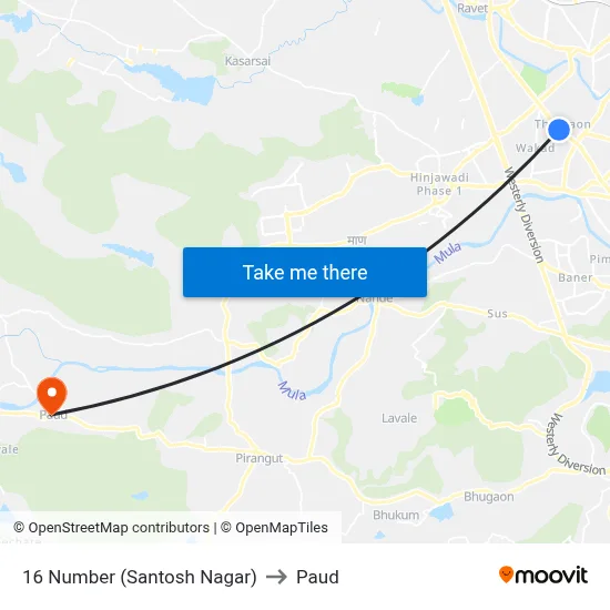 संतोष नगर to पौड map