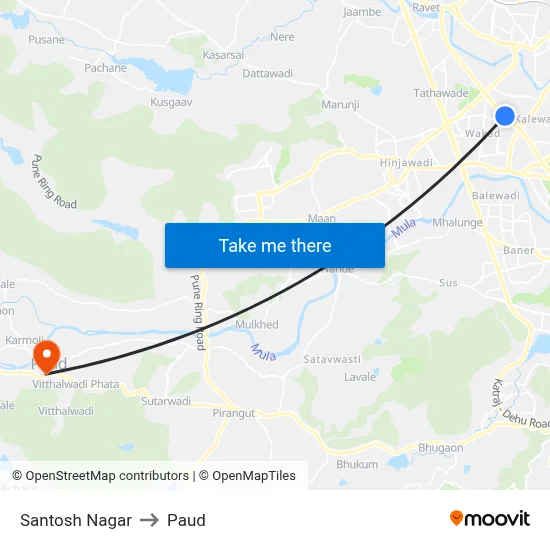 संतोष नगर to पौड map