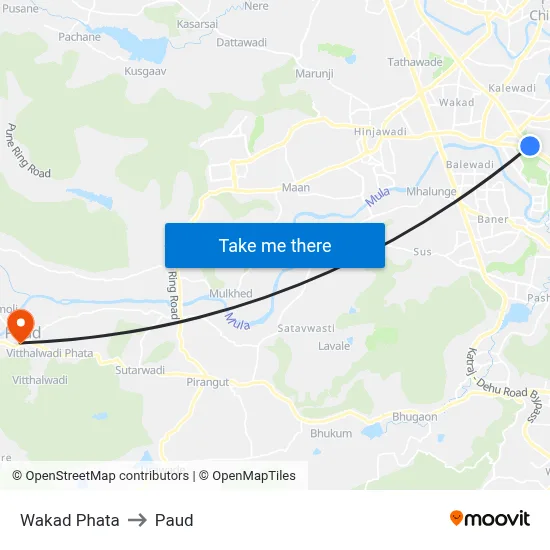 वाकड़ फाटा to पौड map
