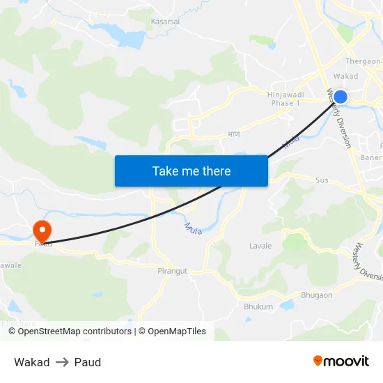 वाकड to पौड map