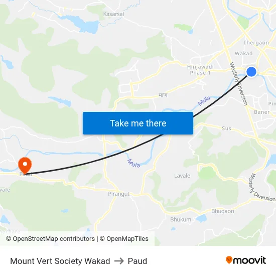 माउंट वर्ट सोसायटी वाकड to पौड map