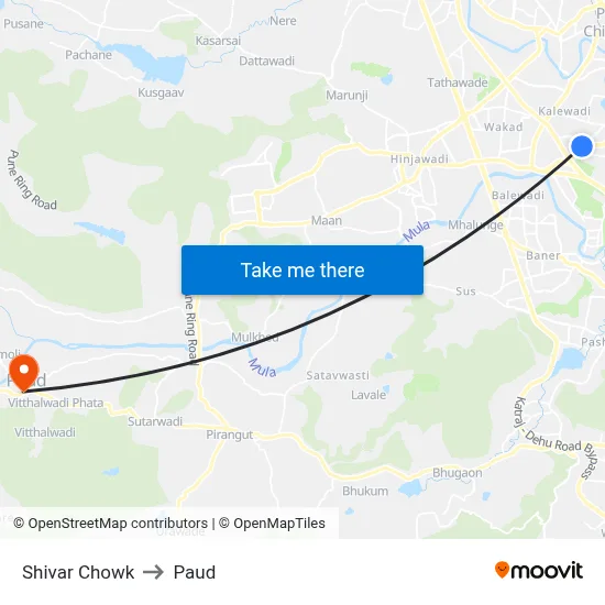 शिवार चौक to पौड map