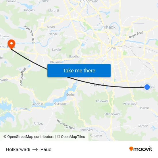 होलकरवाडी to पौड map