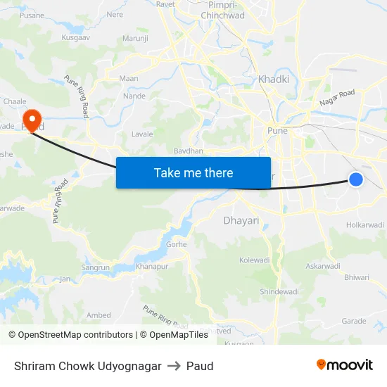 श्रीराम चौक उद्योगनगर to पौड map