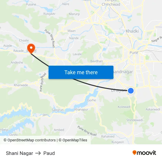शनि नगर to पौड map