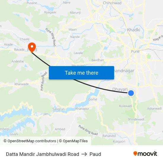 दत्त मंदिर जांभुळवाडी रोड to पौड map