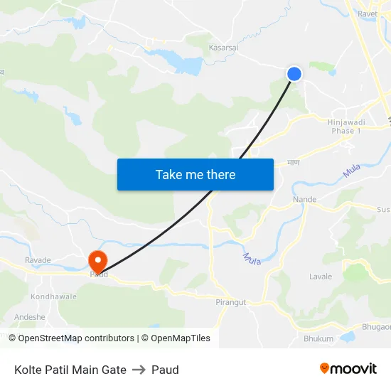 कोल्टे पाटिल मेन गेट to पौड map