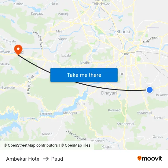 Ambekar Hotel to पौड map