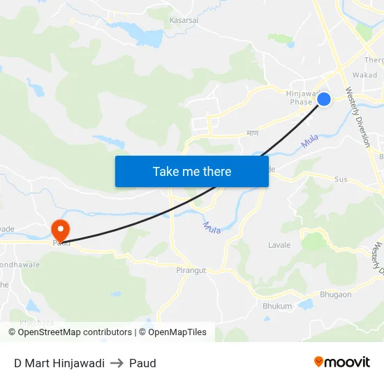 डी मार्ट हिंजवाड़ी to पौड map