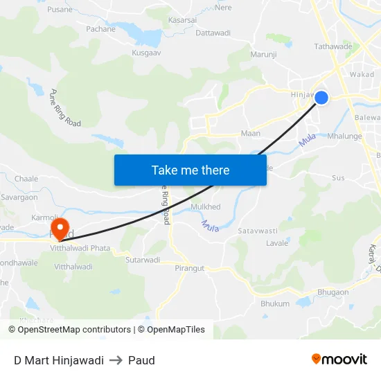 डी मार्ट हिंजवाड़ी to पौड map