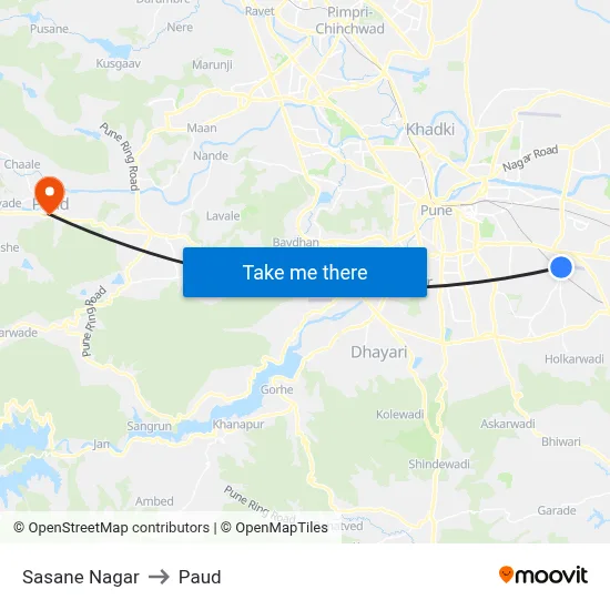 सासने नगर to पौड map