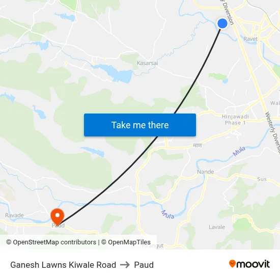 गणेश लॉन्स किवले रोड to पौड map
