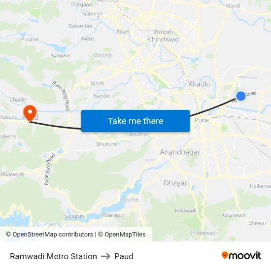 रामवाडी मेट्रो स्टेशन to पौड map