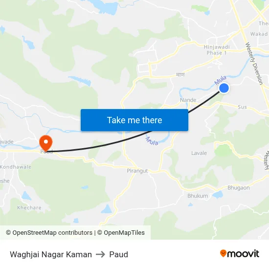 वाघजाई नगर कमान to पौड map