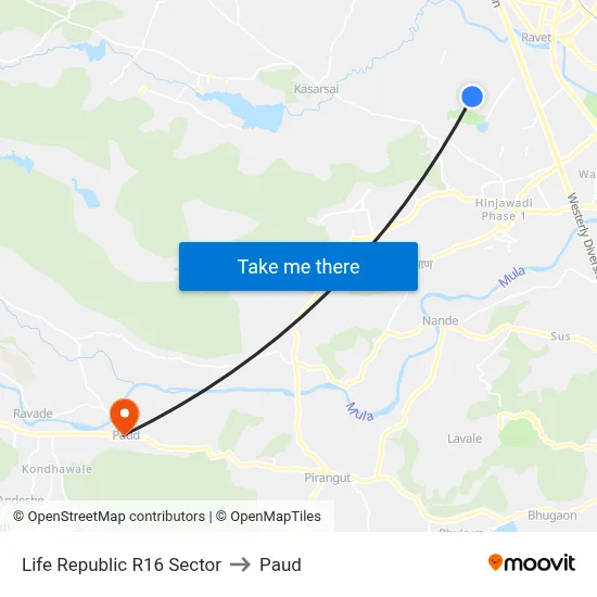 लाइफ रिपब्लिक आर16 सेक्टर to पौड map