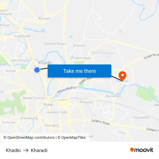 खड़की to खराड़ी map