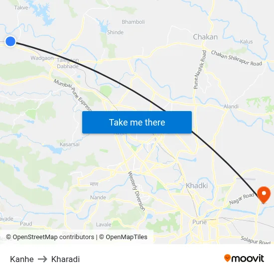कन्हे to खराड़ी map