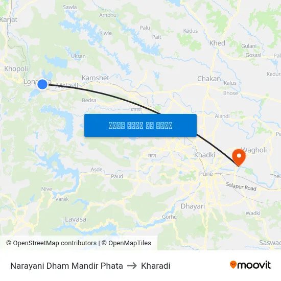 नारायणी धाम मंदिर फाटा to खराड़ी map