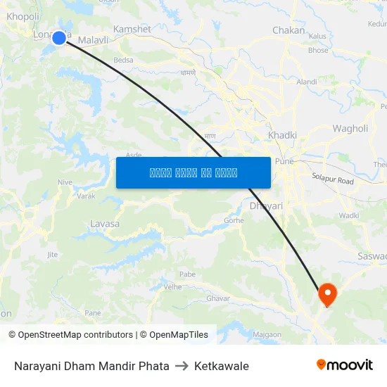 नारायणी धाम मंदिर फाटा to केतकवाले map