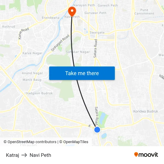 Katraj to Navi Peth map