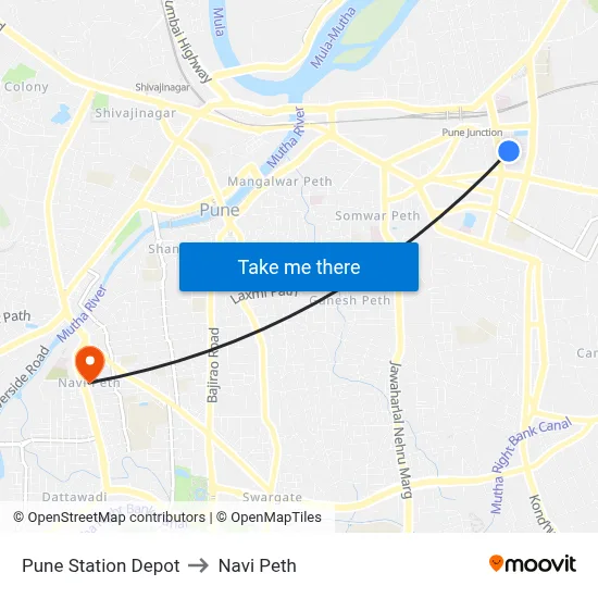 Pune Station Depot to Navi Peth map