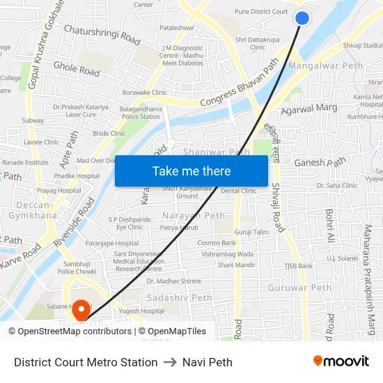 District Court Metro Station to Navi Peth map