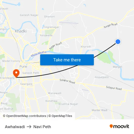 Awhalwadi to Navi Peth map