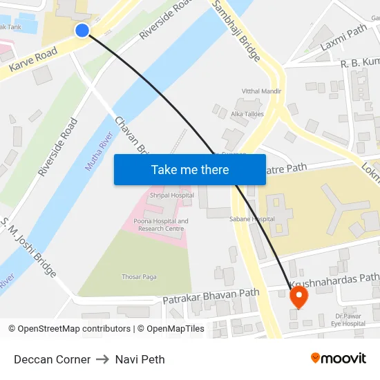 Deccan Corner to Navi Peth map