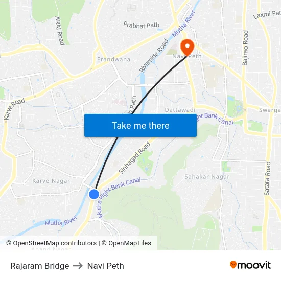 Rajaram Bridge to Navi Peth map