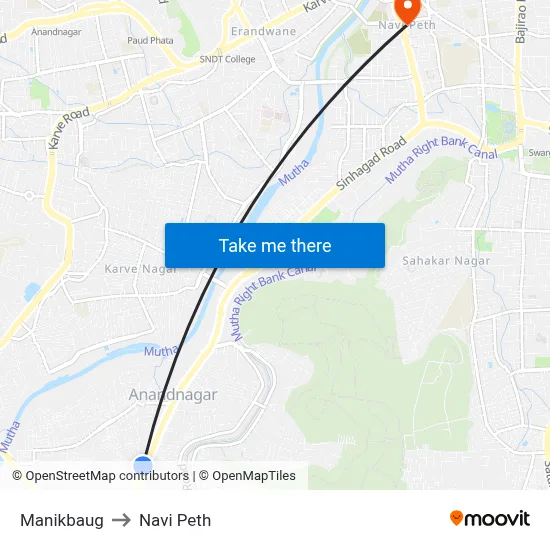 माणिकबाग to नवी पेठ map