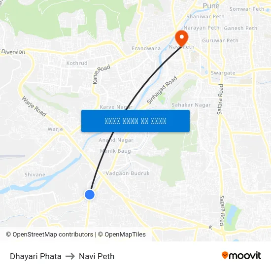 धायरी फाटा to नवी पेठ map
