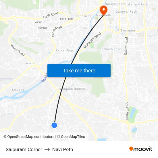 साईपुरम कॉर्नर to नवी पेठ map