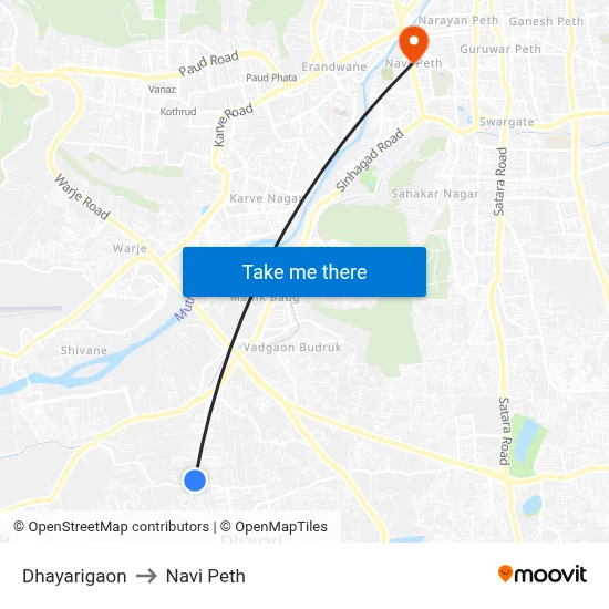 धायरीगांव to नवी पेठ map