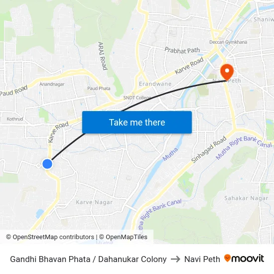 गांधी भवन फाटा / दहानुकर कॉलोनी to नवी पेठ map