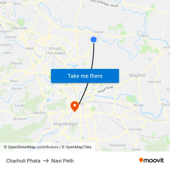 चऱ्होली फाटा to नवी पेठ map