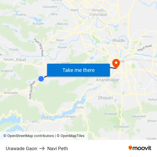 उरवडे गाव to नवी पेठ map