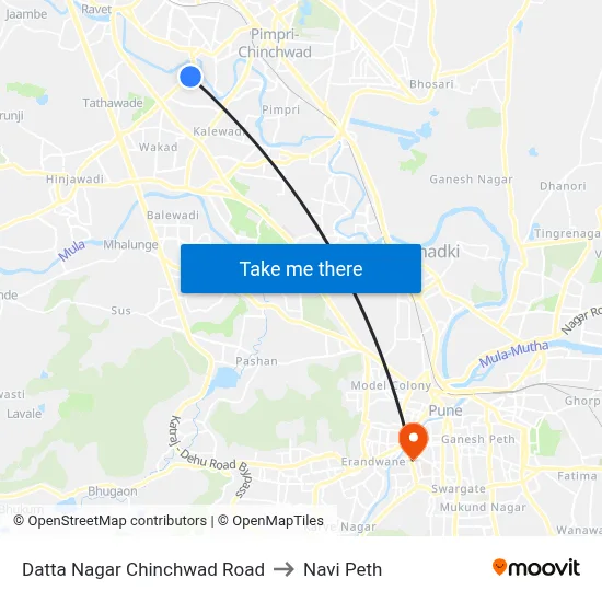 दत्त नगर चिंचवड रोड to नवी पेठ map