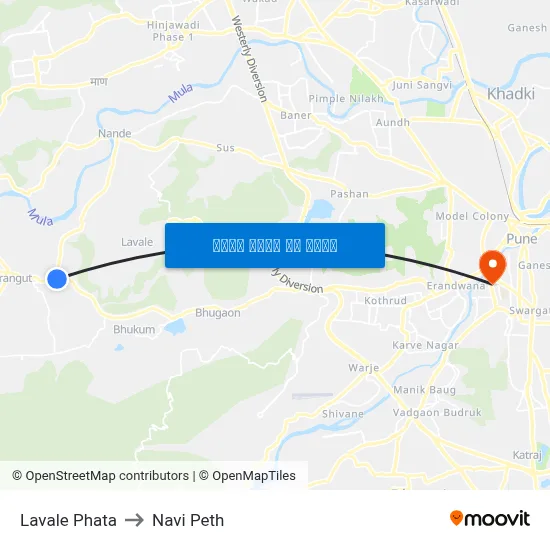 लवाले फाटा to नवी पेठ map