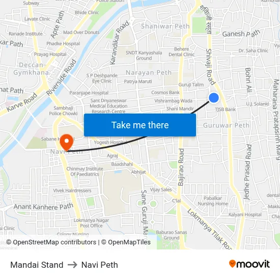 Mandai Stand to Navi Peth map