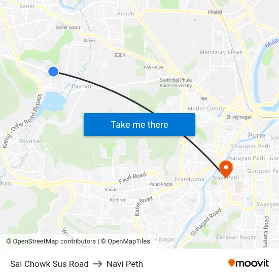 साई चौक सूस रोड to नवी पेठ map