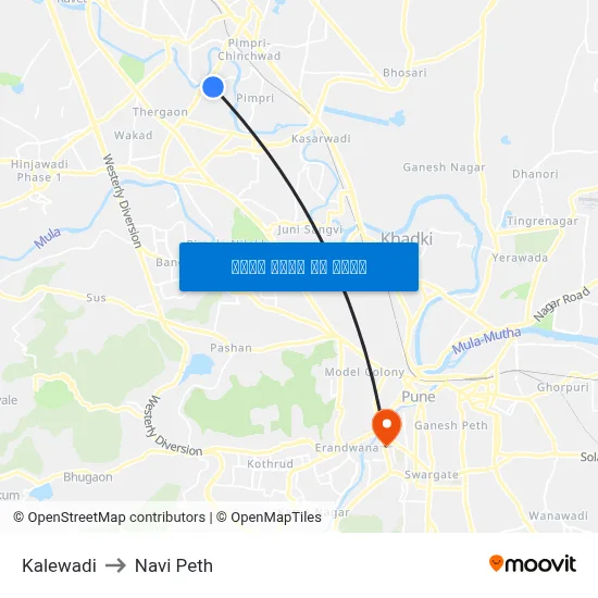 कालेवाड़ी to नवी पेठ map