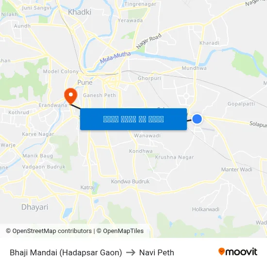 भाजी मंडई (हडपसर गाव) to नवी पेठ map