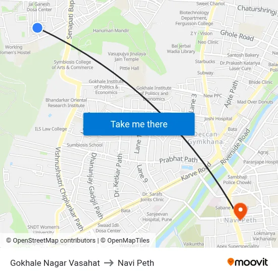 गोखले नगर वसाहत to नवी पेठ map
