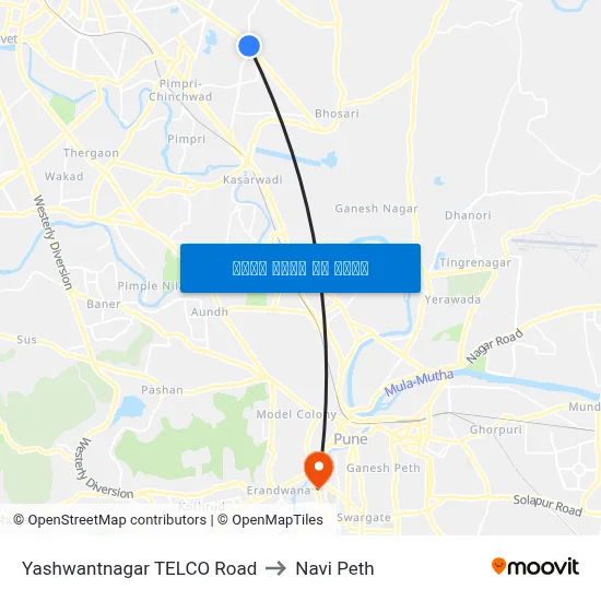 यशवंतनगर टेल्को रोड to नवी पेठ map