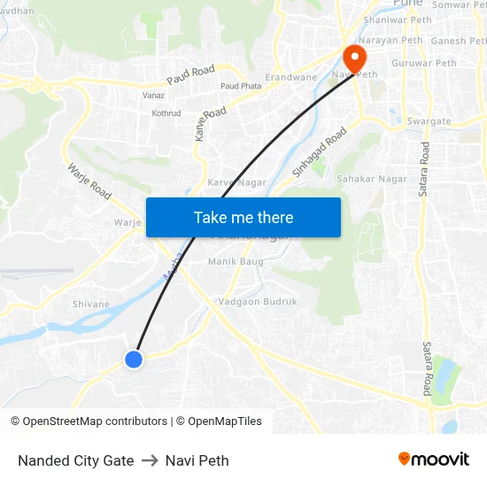 नांदेड सिटी गेट to नवी पेठ map