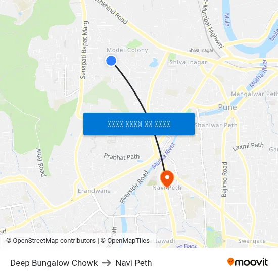 डीप बंगलो चौक to नवी पेठ map