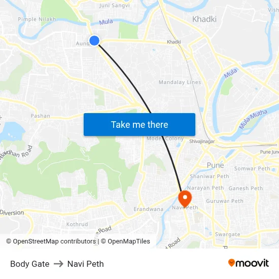 Body Gate to Navi Peth map