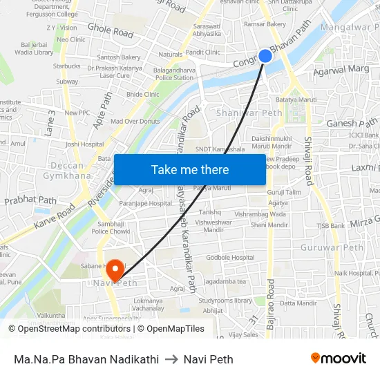 मा.न.पा भवन नदीकाठी to नवी पेठ map