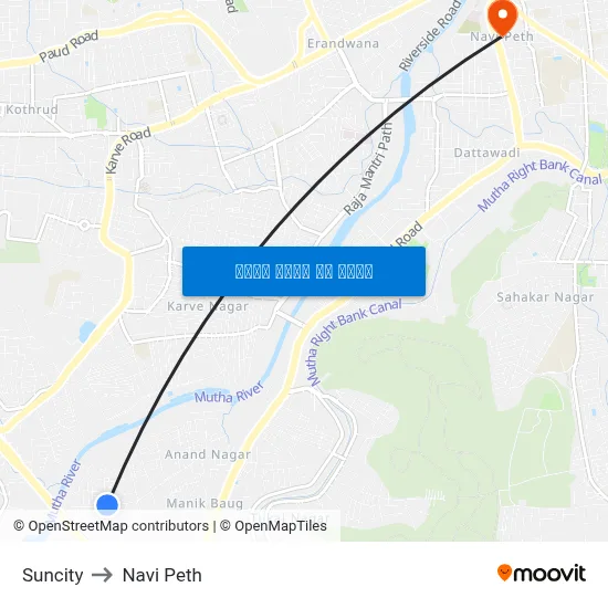 सनसिटी to नवी पेठ map